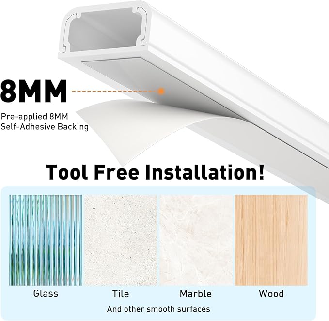 Delamu Cord Covers for 3-4 Wires on Wall, 62.8in Cord Hider Wire Covers for Cords on Wall, Large Cable Hider Cable Cover Management, TV Cords Hiders for Walls Mounted TV, 4X L15.7 W1.18 H0.63in, White