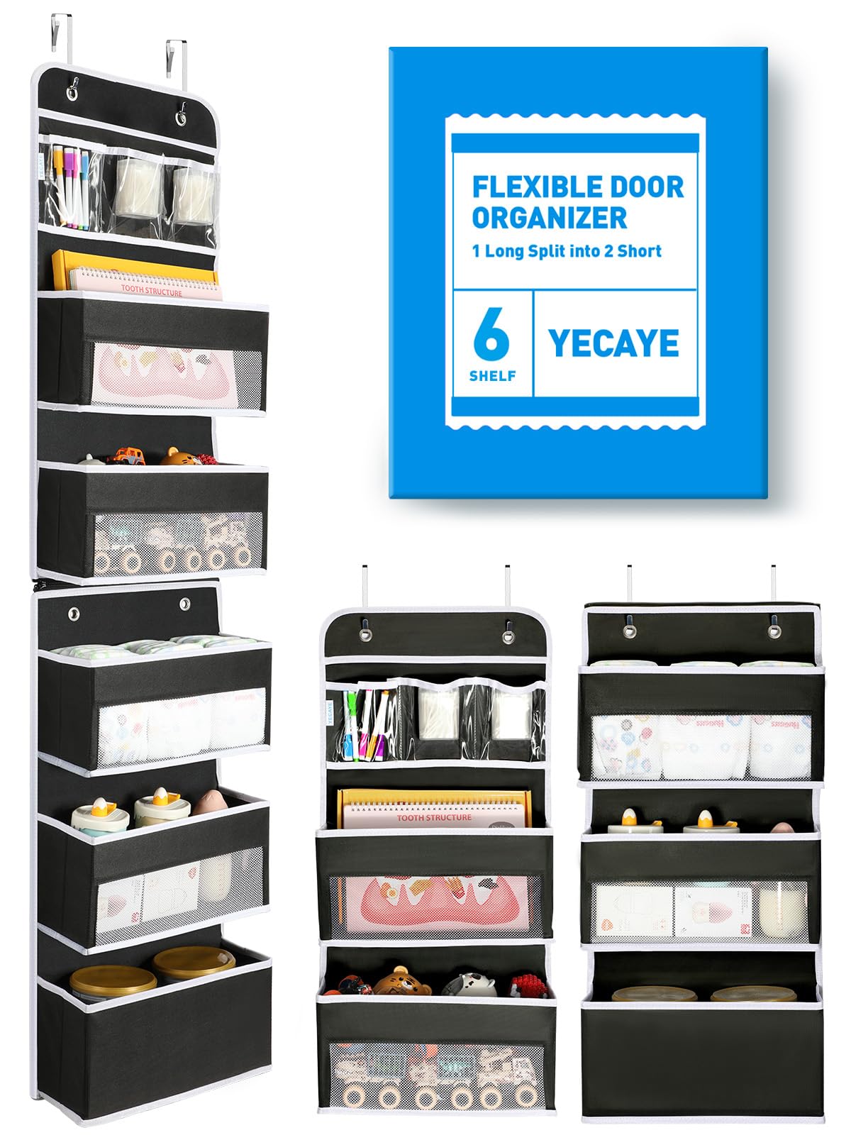 Yecaye 2-in-1 Over The Door Organizer for Nursery Closet - Image 1
