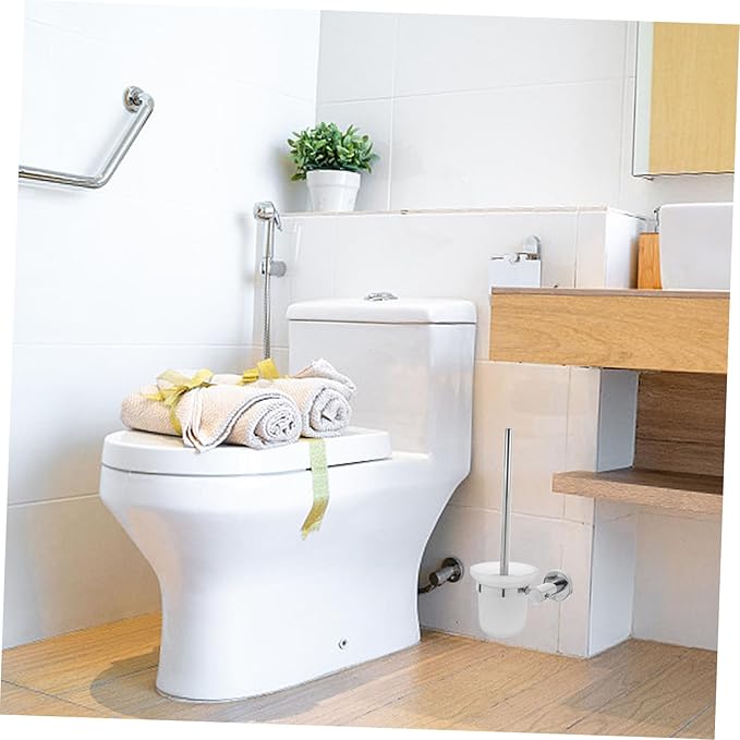 GLEAVI Stainless Steel Toilet Brush Set Wall Mount Brush Long Handle Home Cleaning Essential
