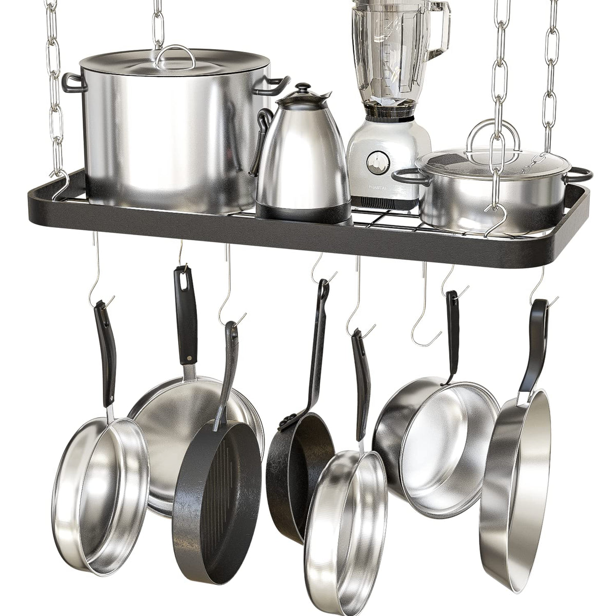 Hanging Pots and Pans Organizer Rack for Ceiling Wall Mount Grid - Image 1