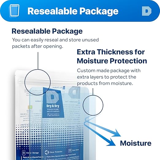 Dry & Dry 10 Gram [200 Packets] Silica Gel Packets Silica Gel Desiccants, Silica Gel Packs - Rechargeable (Food Safe) Silica Gel Packets, Silica Packets