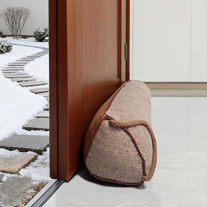 32 Inch Under Door Draft Stopper, Blocks Hot Cold Air Wind from Door and Window Bottom,Weather Seal, Reduce Noise Light,Triangular, Coffee