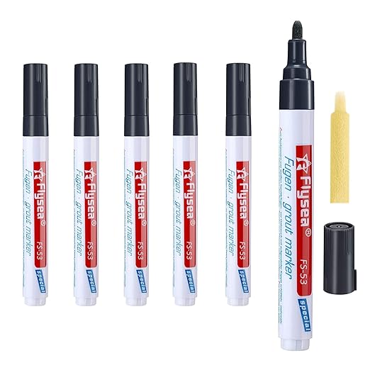 5 Pieces Grout Tile Pen Repair Pen,Renew Tile Lines, Restoring Tile Wall Floor Bathrooms and Kitchen(Black)
