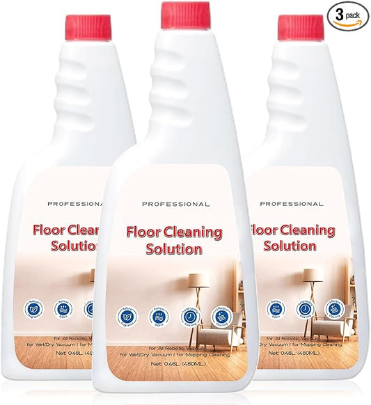 3 Pack Floor Solution for Roborock Floor Cleaning Solution Citrus Scented, Residue & Streak Free Deep Clean for Hardwood, Compatible with Roborock Saros 10/10R/Z70, Q7 Q8 Q10 S7 S8 Qrevo Series