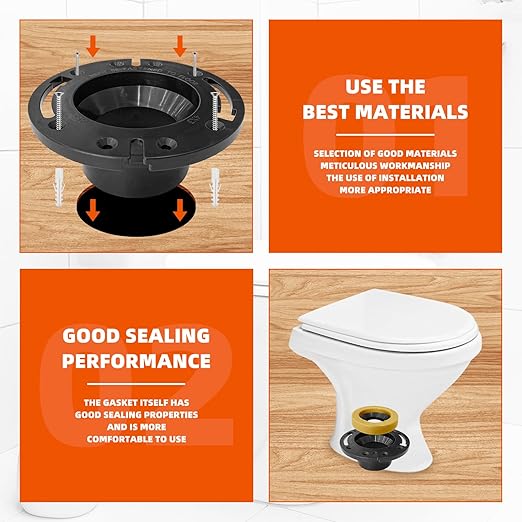 RV Toilet Flange with Wax Ring, Socket Floor Flange Wax Seal Ring Repair Kit for RV 300/310/320 Toilets, Replaces 385345892 RV Floor Flange