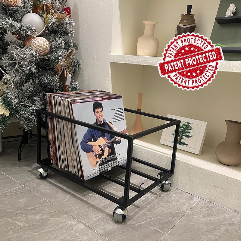 OrigoDeco Vinyl Record Storage Holder on Wheels | Home Organization - Image 6