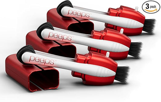 CarbonKlean Peeps Glasses Cleaner - for Eyeglasses, Reading Glasses, and More - Lens Cleaner with Carbon Microfiber Tech - Soft Touch Red - 3 Count