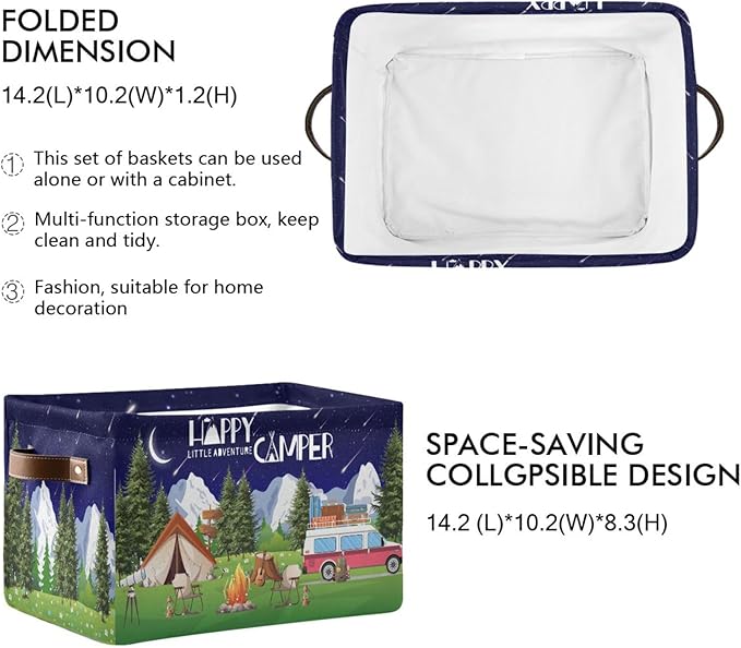 Camping Rectangular Storage Basket Organizer Bin Shelf Food Picnic Moutain Fir Tree Baskets For Clothes Gifts For Home Office Dorm