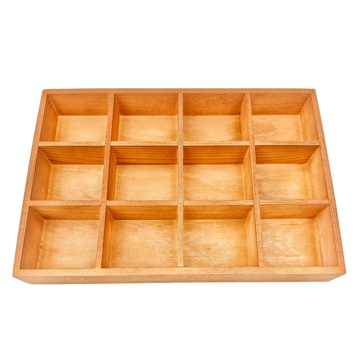 Wooden Sorting Tray Grid Display Divided Organizer Brown - Image 1