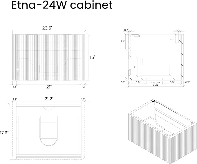 Wall Mounted Floating Bathroom Vanity with Sink Large Storage Modern Design One-Piece Sink Basin Minimalist Cabinet Built-in Overflow for Contemporary Bathrooms