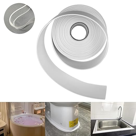 TOUSEA White Caulk Tape for Bathtub Self Adhesive,1.5" x 19.7Ft sealant Caulk Strip Caulking Sealing Tape for Kitchen Countertop,Bathroom,Toilet,and Bathtub Floor Wall Edge Protector