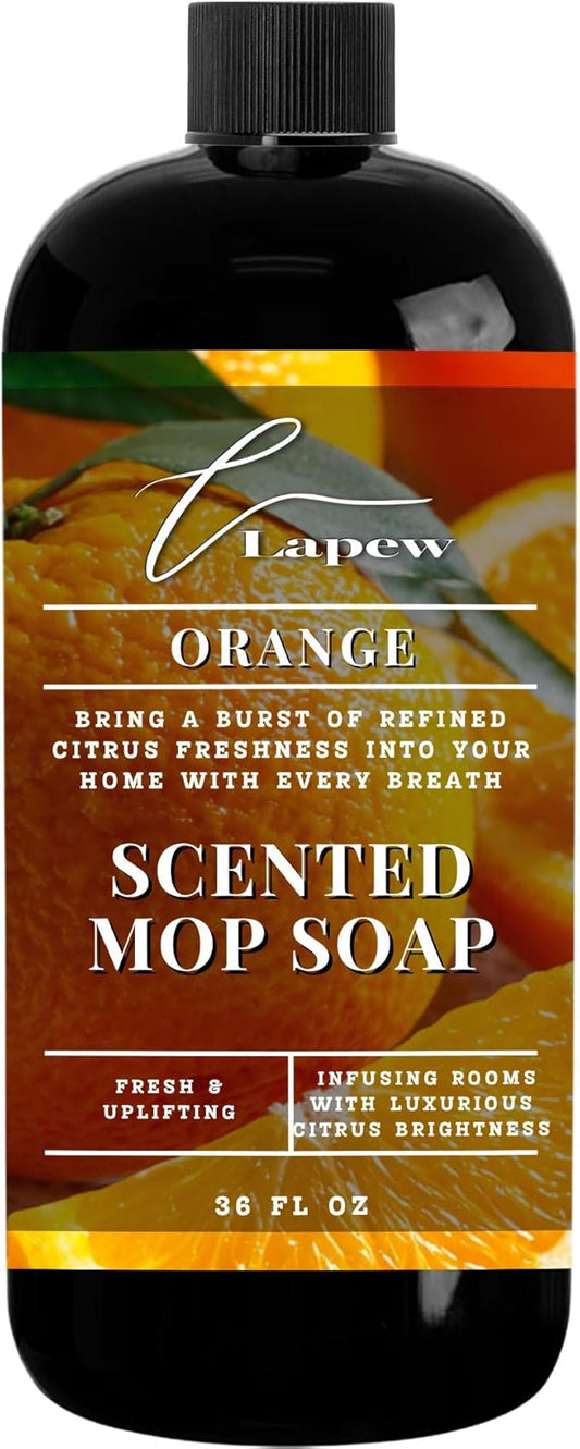 Lapew Orange Scented Mop Soap - Luxury Floor Cleaner Concentrate for Mopping Tile, Laminate, Vinyl & Hardwood | Streak-Free, Low-Foam | 36 oz