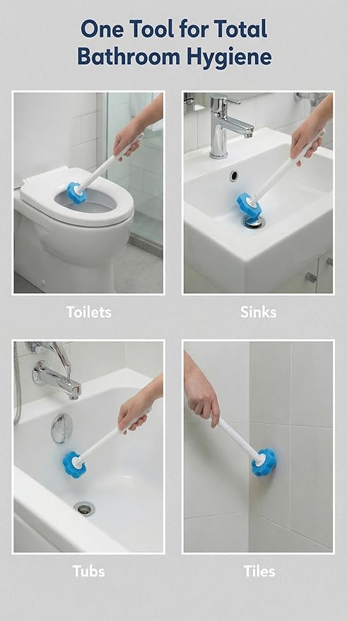Disposable Toilet Brush for Bathroom Cleaning, Deep Cleaning Toilet Bowl Cleaner with Replaceable Heads, Hygienic Storage Design,House Warming Gifts New Home(White – 32 Refills Auto Flip Toilet Brush)