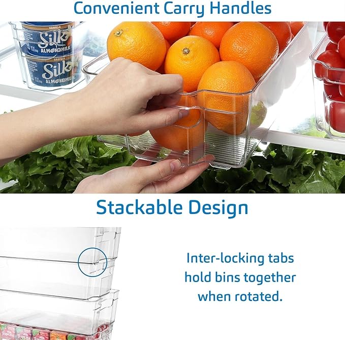 STORAGEBUD Fridge Organizer - 10 Pieces refrigerator organizer bins - Pantry Organization and Storage for Fridge & Refrigerator- BPA Free Freezer Organizer Bins