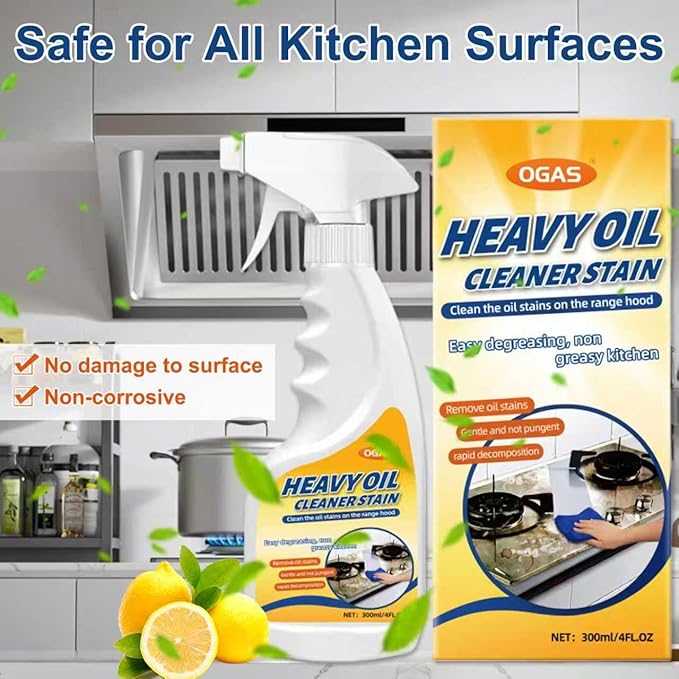 Heavy Oil Cleaner Stain Spray - Clean Up Kitchen Oil Stains with Powerful Degreaser Formula | Oil Stain Remover & Multi-Surface Degreaser Cleaner Heavy Duty for Ovens, Stovetops, Grills & Cookware