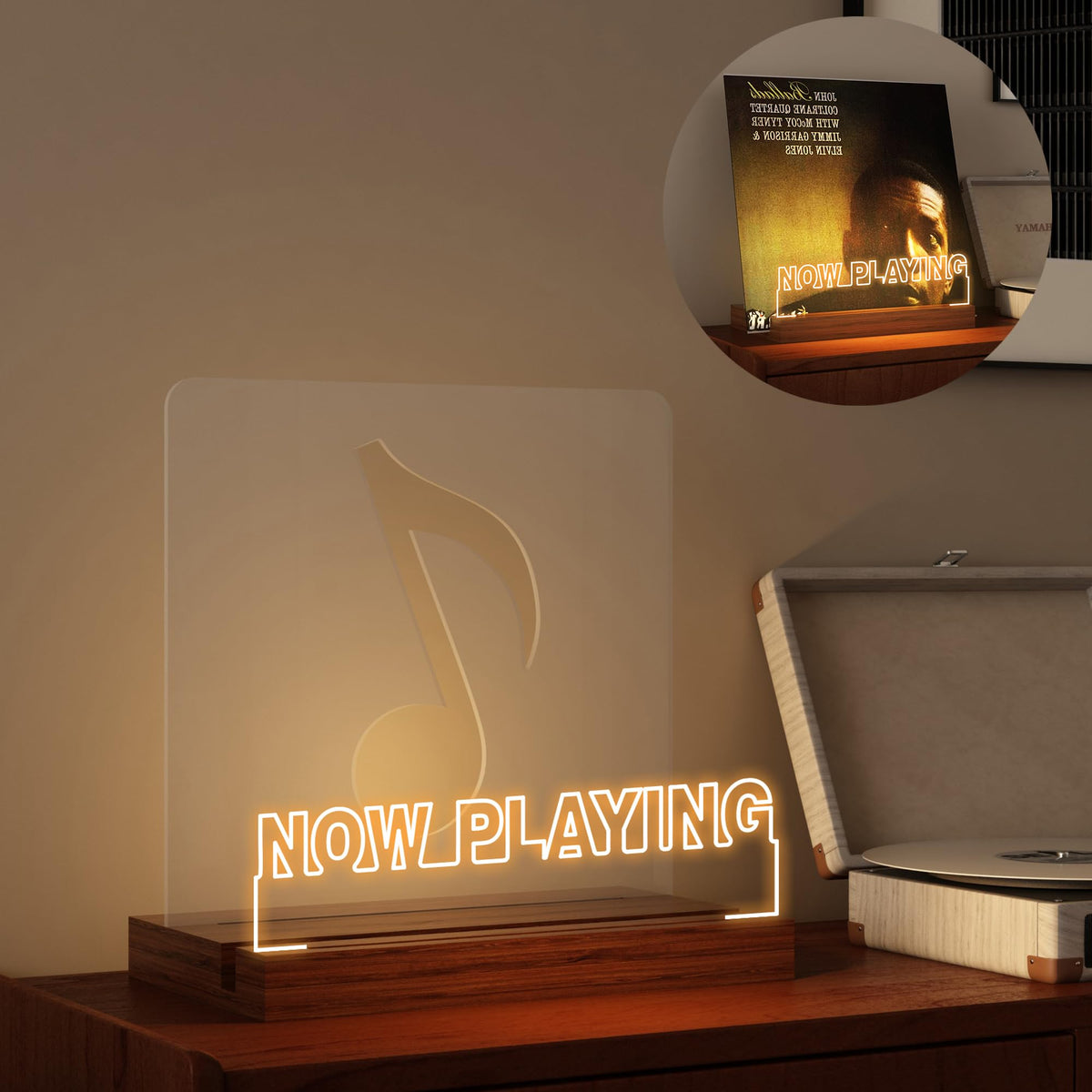 YuanDian Now Playing Vinyl Record Stand, Light up Display - Image 1