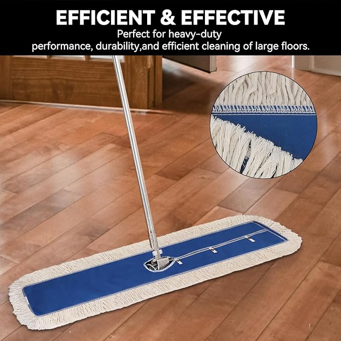 48 Inch Commerial Dust Mop Replacement Head : Mircofiber Dust Mop Head Refills for Industrial & Janitorial Supplies, Heavy Duty Mop Head for Hardwood Floor Cleaning,Blue (48 Inch - 2 Pack)