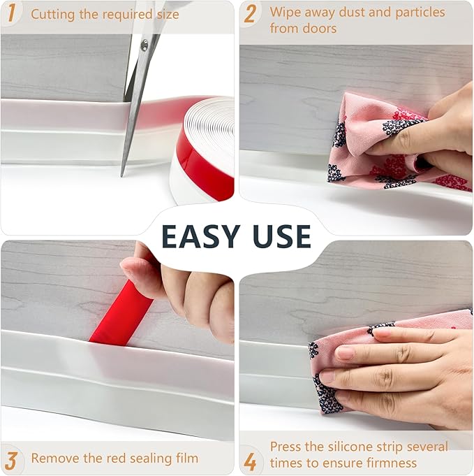 【2026 New Upgrade】 Wide Silicone Weather Stripping Door Seal with Strong Adhesive 3" x 17 ft, Draft Stopper for Garage, Shower & Sliding Doors - Gap & Under Door Protection, White