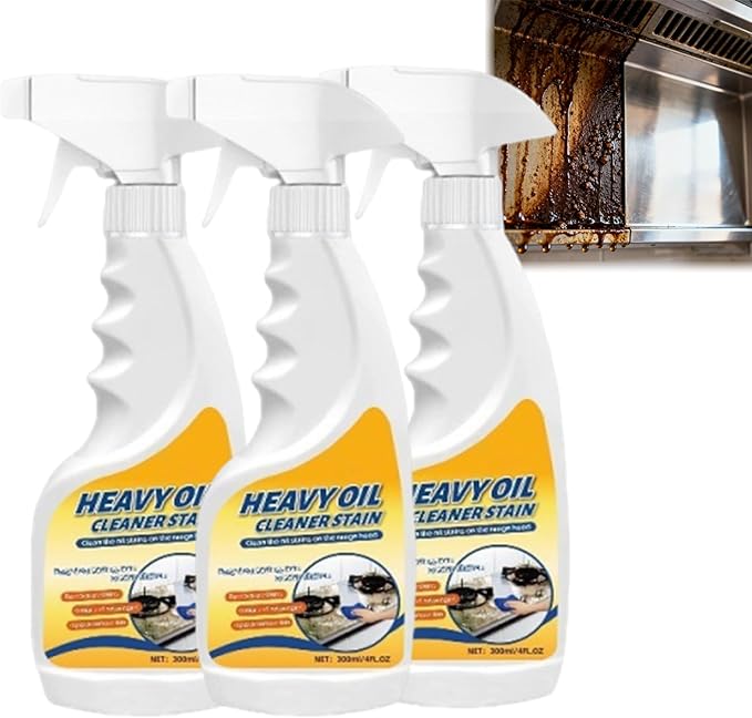 Heavy Oil Stain Cleaner Kitchen,Heavy Duty Kitchen Degreaser Spray, Heavy Oil Cleaner Stain, Oven, Stove, Range Hood, Sink (3PC)