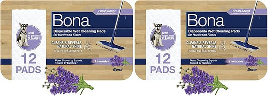 Bona® Disposable Wet Cleaning Pads for Hardwood Floors, Lavender Scent (Pack of 2)