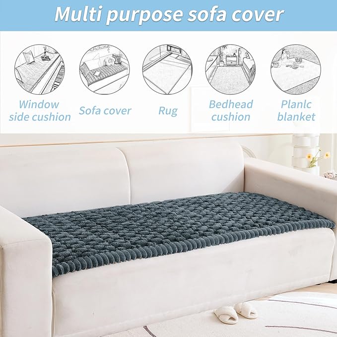 Couch Cover for Dogs Washable,Non Slip Fuzzy Durable Couch Covers for 3 Cushion Sofa Pet Friendly Sofa Cover Dog Thick Soft Slipcovers Protector Couches Mat Bed (Grey, 27.6" x 59"/70 x 150cm)