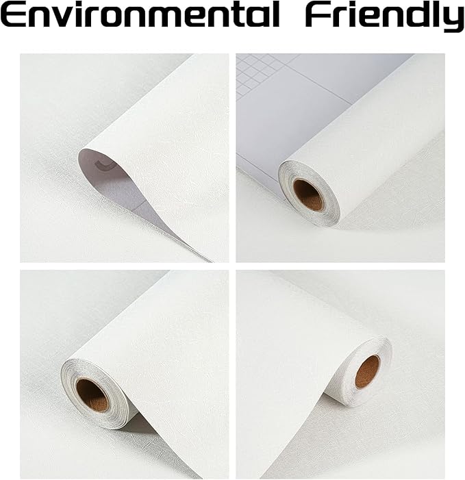 Peel and Stick Wallpaper Rice White Silk Wall Paper - 23.6 x 200 Inch Self Adhesive Wallpaper Peel and Stick, Easy to Paste Wall Contact Paper for Stand Liner, Table and Door Makeover Decor