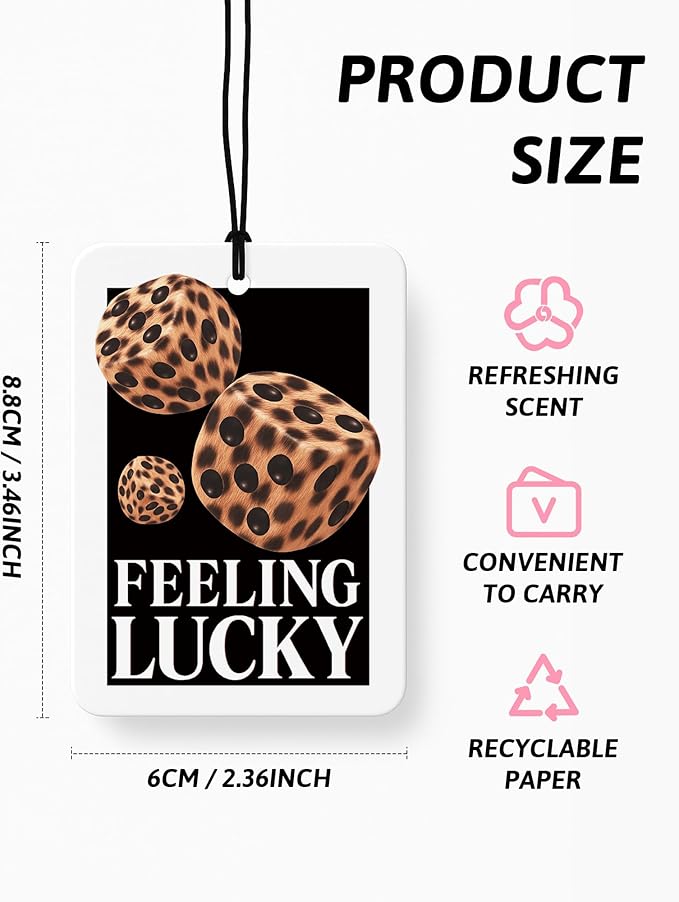 Trendy Leopard Print Lucky 8 Ball Car Air Freshener 6 Pcs, Retro Coquette Bow Cheetah Poker Hanging Air Freshener for Bar Cars Closet Drawer Books, Girly Car Accessories Mirror Decor for Women