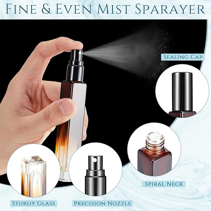 Domensi 20 Pcs 10/20/30 ml Perfume Travel Refillable Bottles Glass Spray Bottle Perfume Atomizer for Cologne Dispenser Leak-proof Fragrance Bottles Atomizer Pump Bottle Kit (Assorted Colors)
