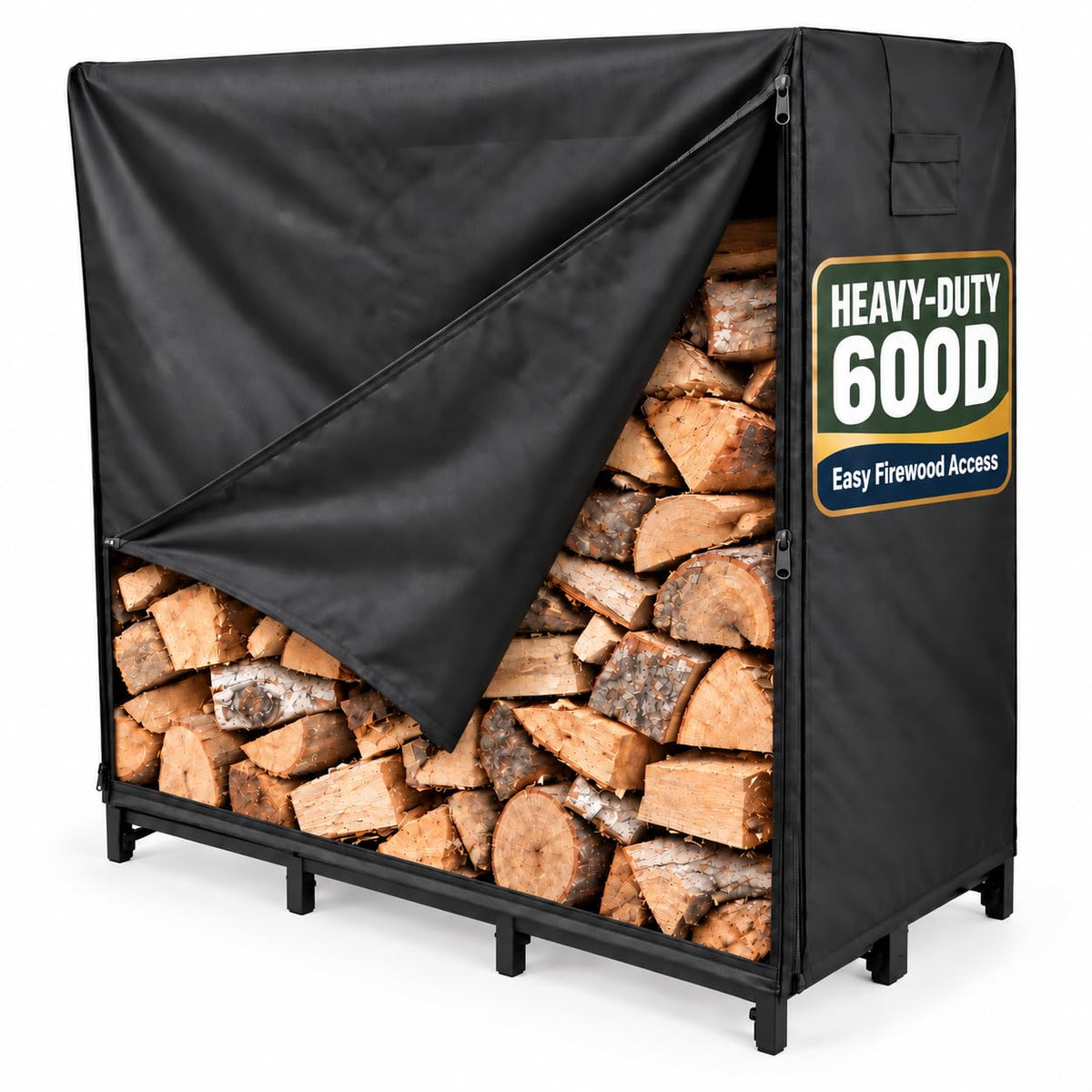 4ft Firewood Rack Cover Outdoor Waterproof, 600D Oxford - Image 1