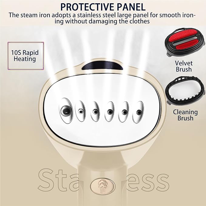 Handheld Steamer for Clothes, A 1500W Powerful Steamer with A 138ML Detachable Large Water Tank, Foldable Portable Steam Iron Suitable for Home, Dormitory, Office & Travel (Applicable to 110V) (White)