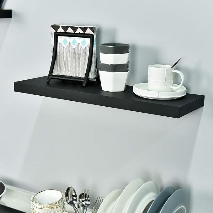 WELLAND Simons Floating Wall Shelf Ledge Shelves, 18-Inch, Black
