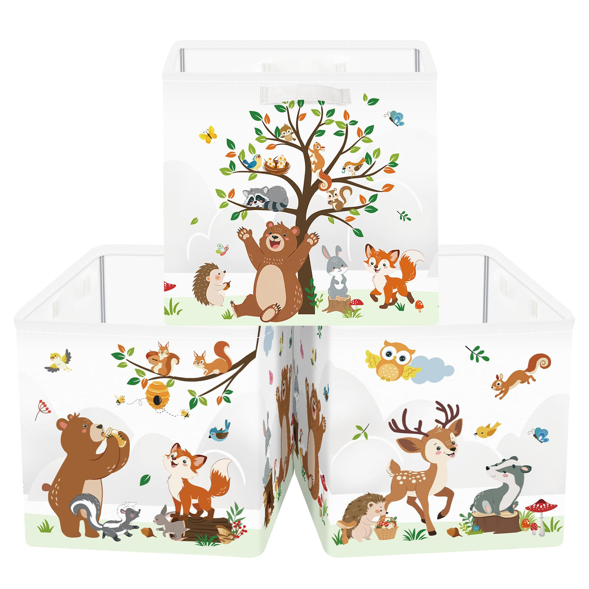 Clastyle 11.8" Animal Storage Basket Set of 3 for Kid Toy Clothes - Image 1