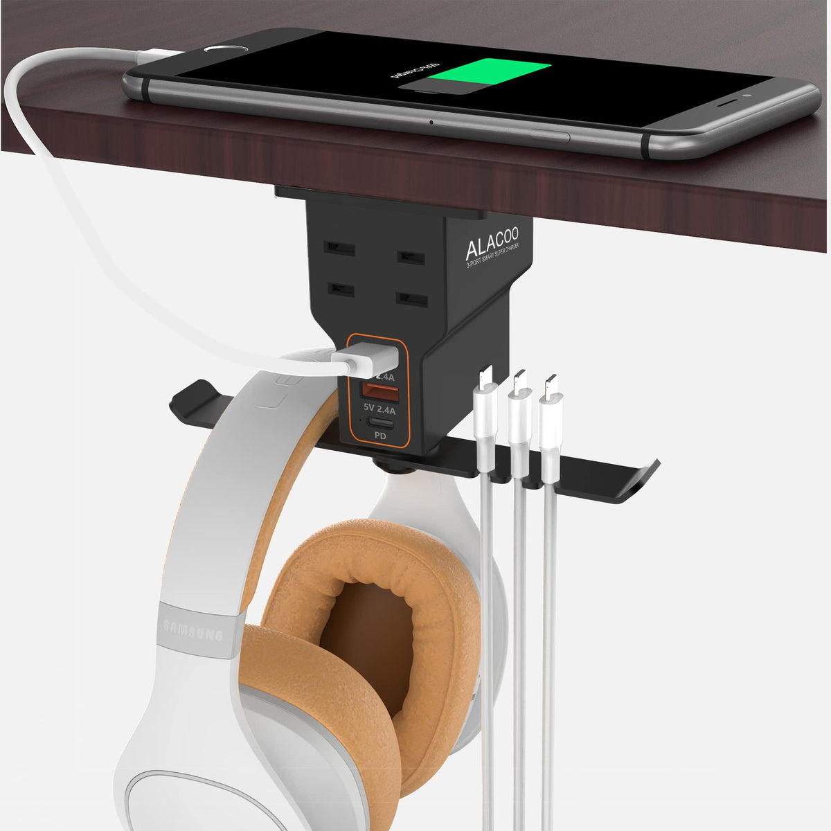 Multi-Function Desk Headphone Hanger Hook Gaming Office - Image 1