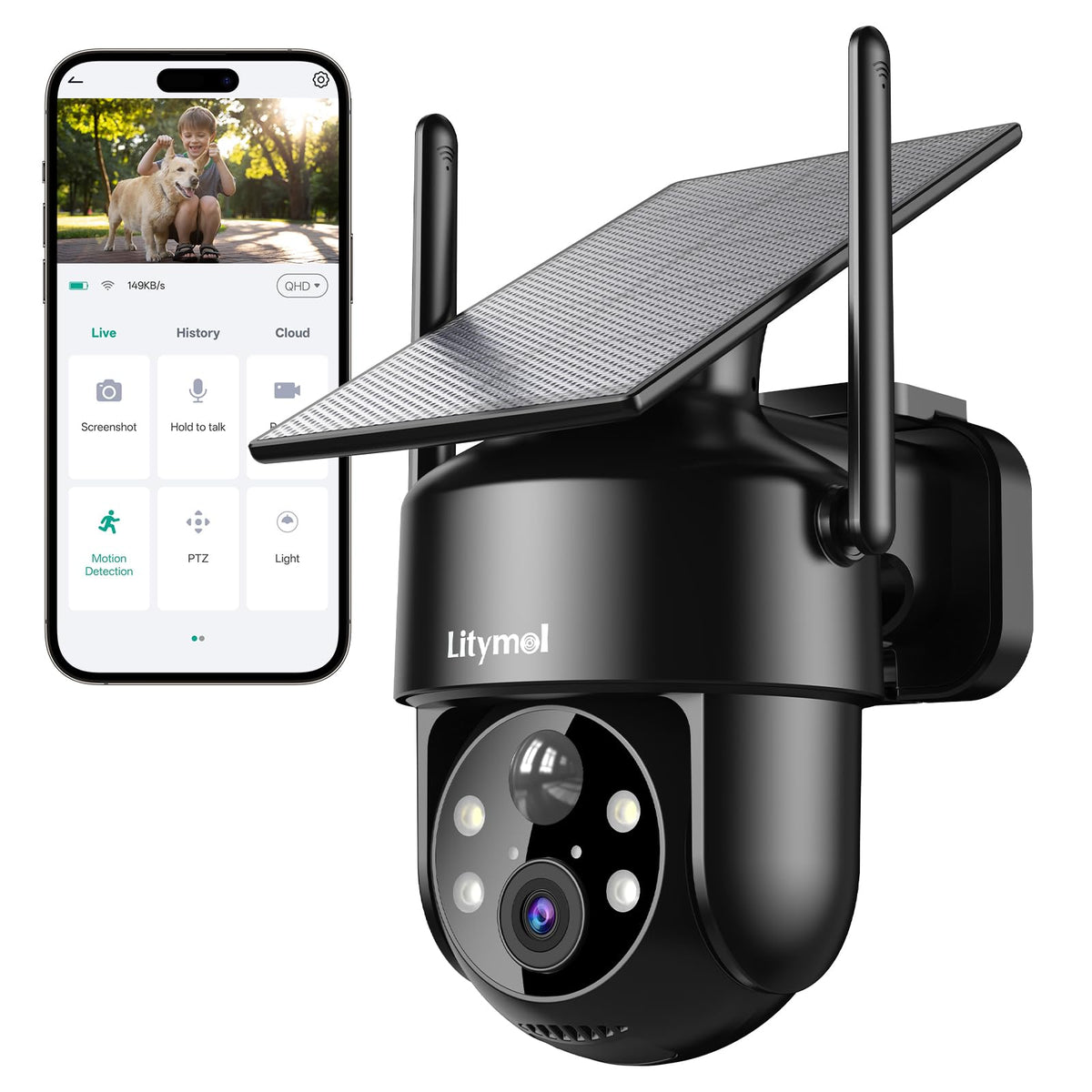 LITYMOL 2K 2.4g WiFi Security Cameras Wireless Outdoor, 360° View - Image 1
