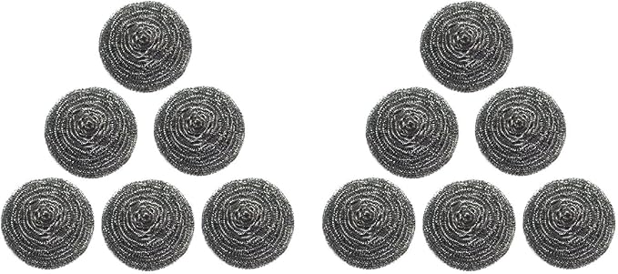 12 Pack Stainless Steel Scrubber, Steel Wool Scrubber,Scouring Pads,Metal Kitchen Scrubbers for Dishes,Stainless Steel Sponge,Steel Wool Scrubber for Cleaning Pans Sinks Dishes Pots Ovens Kitchen
