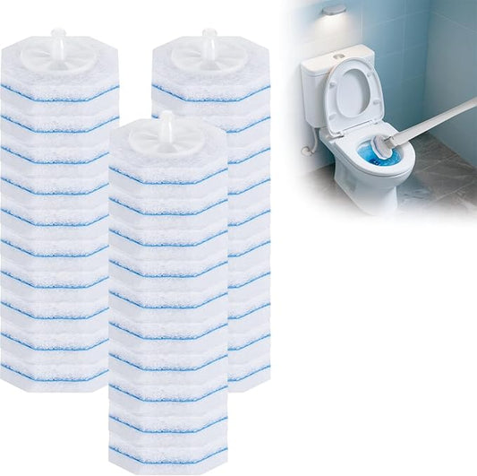 30 Pack Disposable Toilet Brush Refills, Replacement Heads for Disposable Toilet Cleaning System, Hygienic Toilet Bowl Cleaner Refills with Soft Bristles, Compatible with Most Toilet Brush Handles