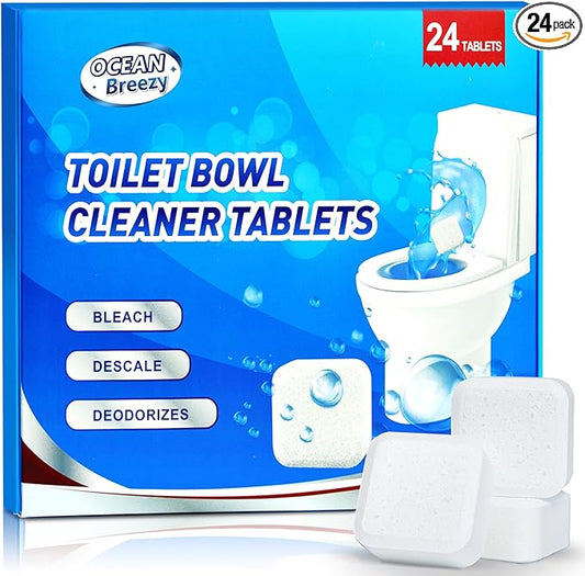 Toilet Bowl Cleaner Bleach Tablets – Deep Cleaning & Deodorize, Effectively Removes Hard Stains (24-Pack Year Supply), Septic-Safe, Bathroom Cleaning Supplies