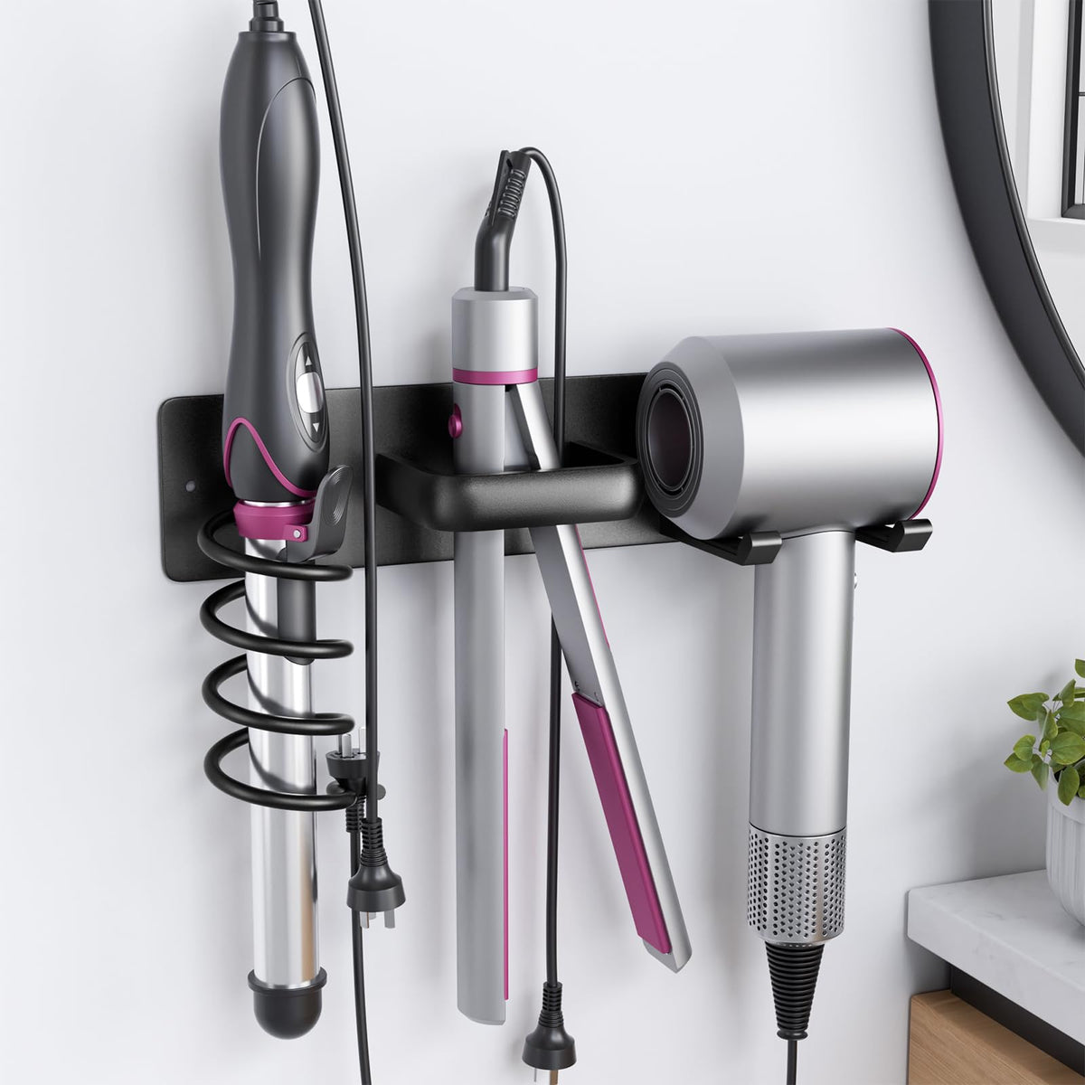 Hair Dryer Holder Wall Mount Aluminum Alloy Hot Tools Organizer - Image 1