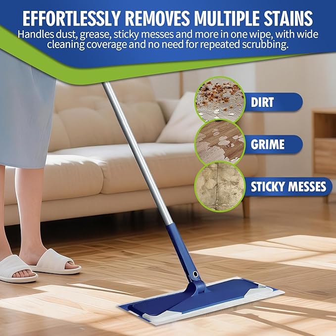 Disposable Wet Cleaning Pads for Hardwood Floor Compatible with Bona Mops, Multi-Surface Floor Household Replacement Mopping Cloths Refills, Unscented, 40 Count