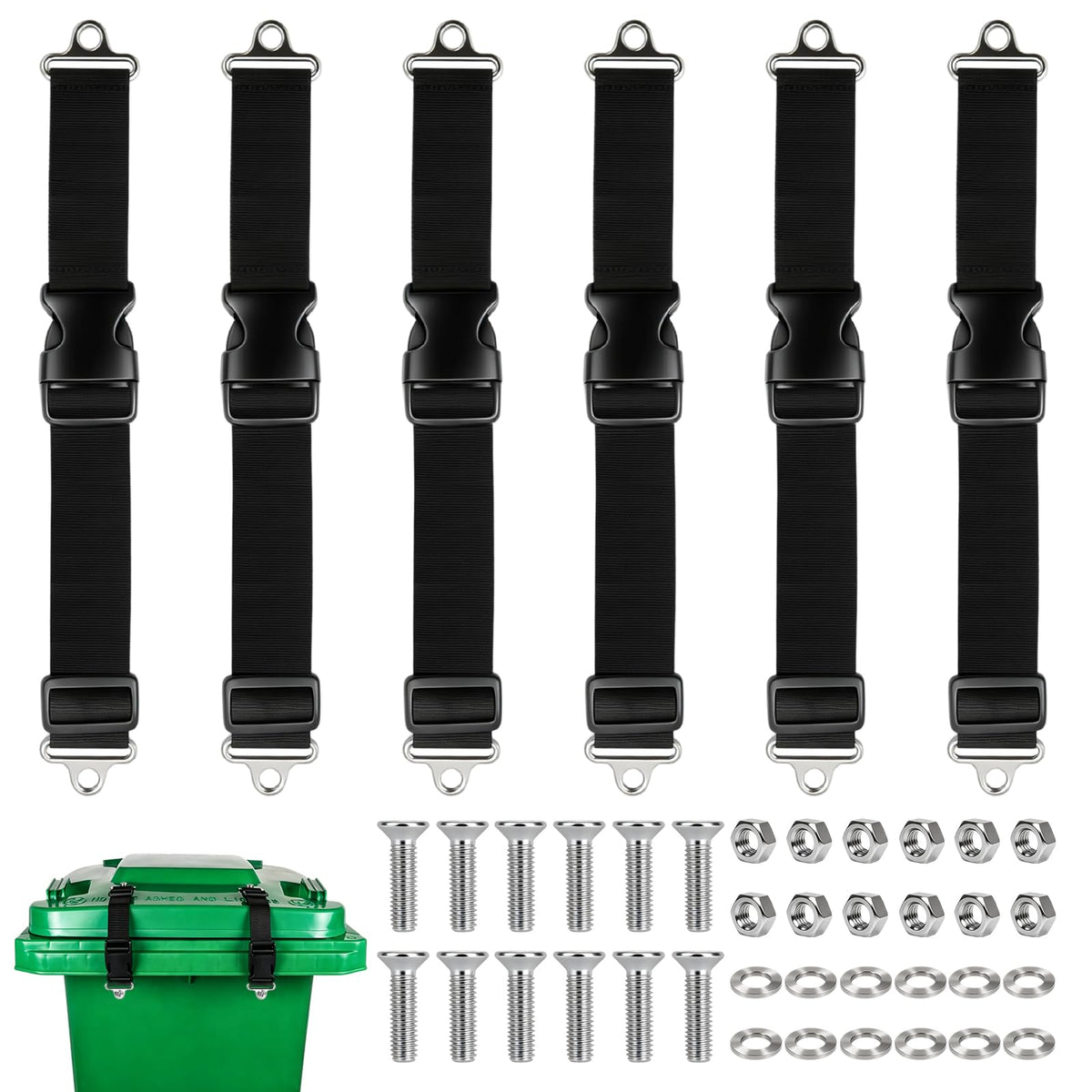 6Pcs Bear Proof Trash Can Lock for 28-96 Gallon Bins to Prevent - Image 1