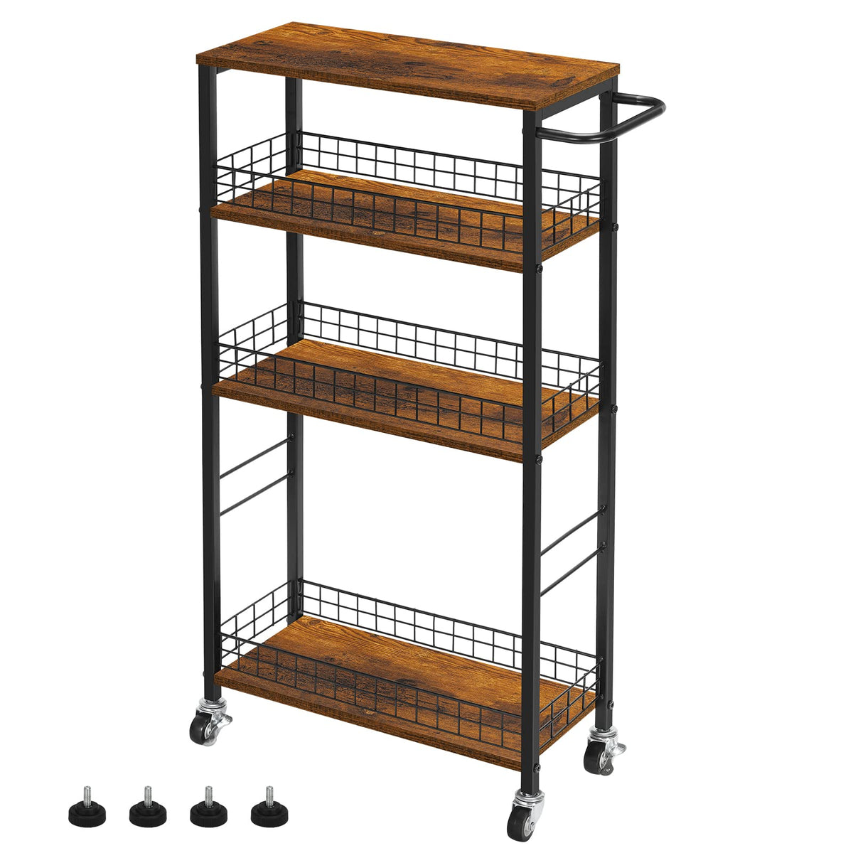 YBING Slim Storage Cart 4 Tier Narrow Kitchen Rolling Cart - Image 1