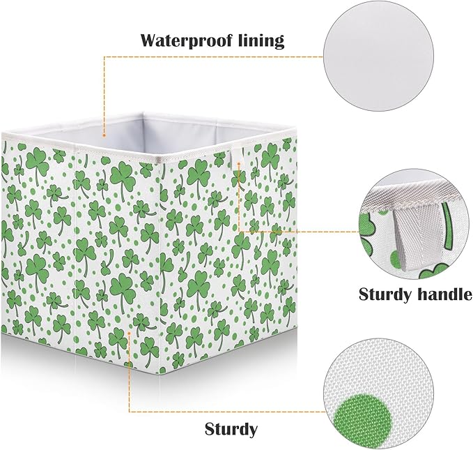 Bolaz St Patricks Day Clover Closet Organizers Storage Cubes Storage Bins Shelf Baskets Containers for Home Room Office,Rectangle