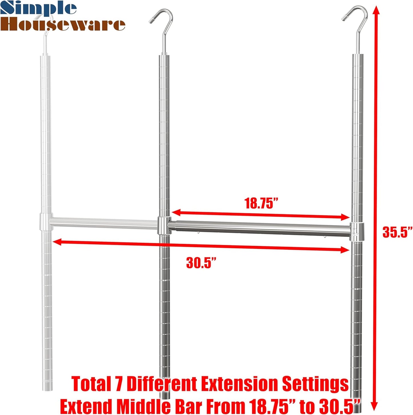 Adjustable Closet Doubler Hanging Rod — Tool-Free Double Hang Bar for Small Closets & Apartments | Nestify