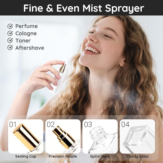 Segbeauty 40pcs 0.68oz Perfume Travel Refillable Sprayer, Empty Perfume Bottles for Women, 20ml Travel Atomizer Glass Spray Bottles Portable, Bulk Fine Mist Cologne Atomizer for Men with Transfer Tool