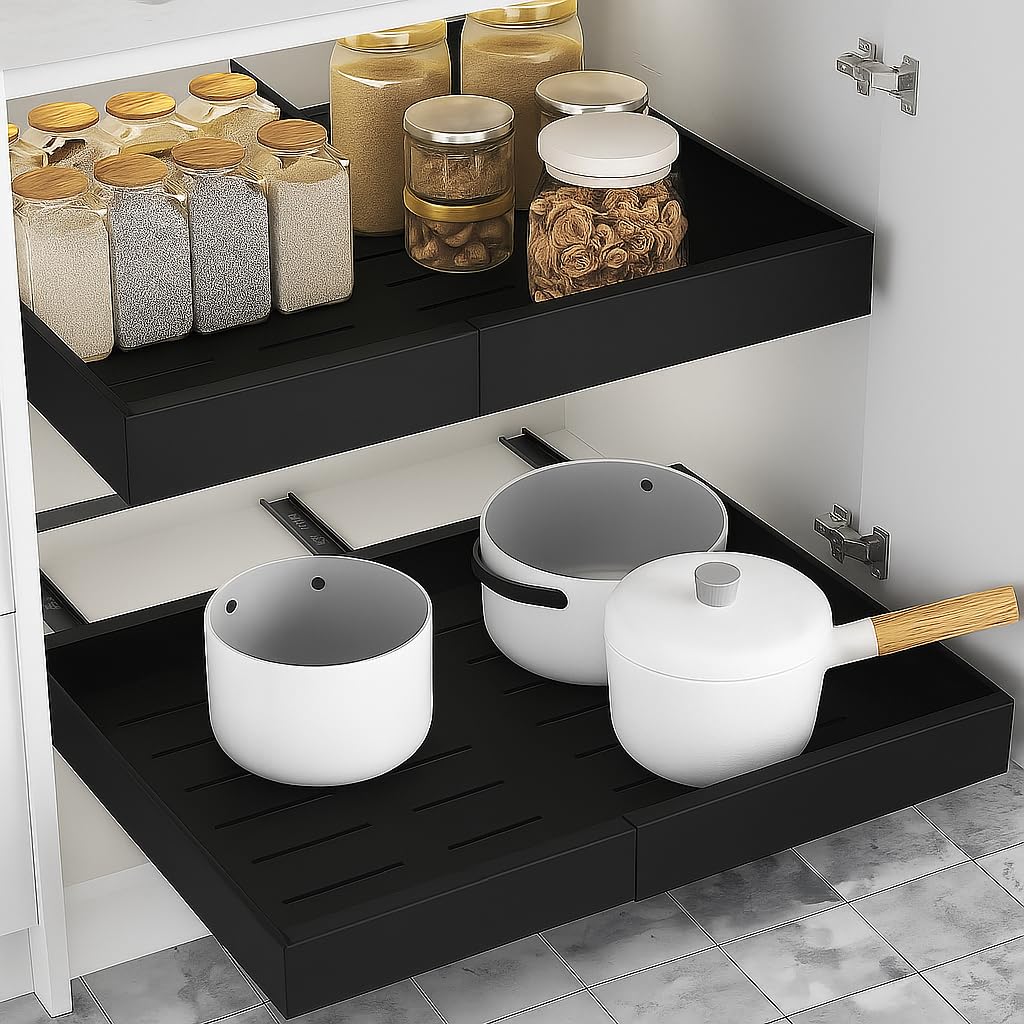 Expandable Pull Out Drawers for Cabinets(Black): Kit | Pull Out Organi - Image 1