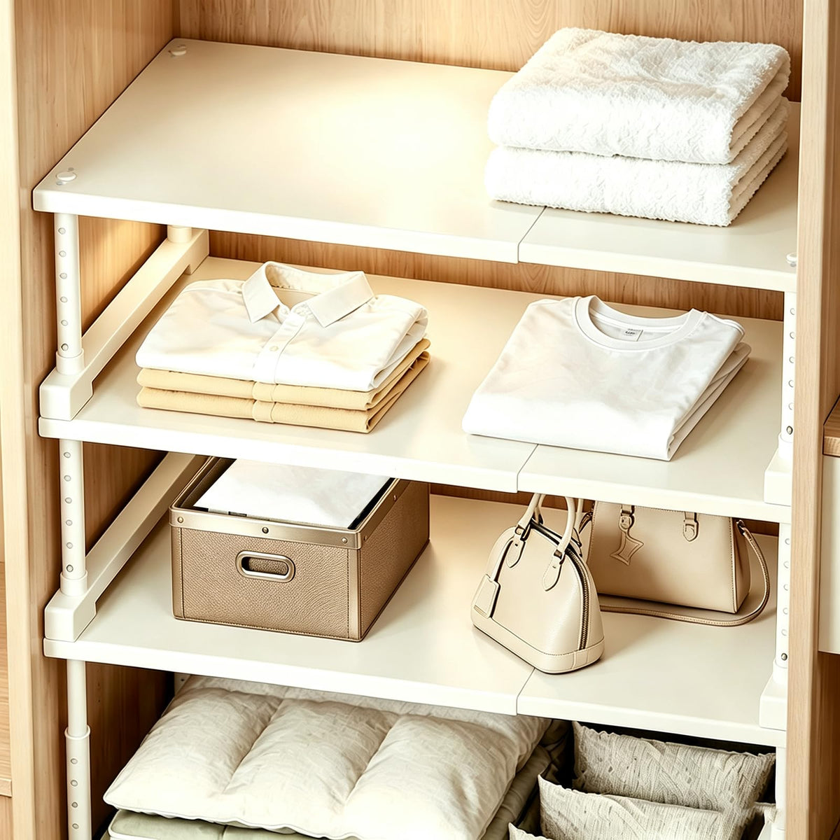 Adjustable Closet Shelf Organizer, Expandable Storage Rack - Image 1