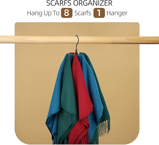 ZEDODIER Belt Organizer for Closet, Heavy-Duty Rotating Belt Hanger Rack Holds up to 24 Belts, Hanging Space Saving Metal Belt Holder for Closet Storage, Black