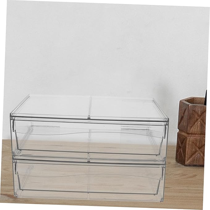 2pcs Acrylic Makeup Organizer Lids Storage Boxes Lids Decorative Storage Boxes for Desktop Extra Makeup Organizer