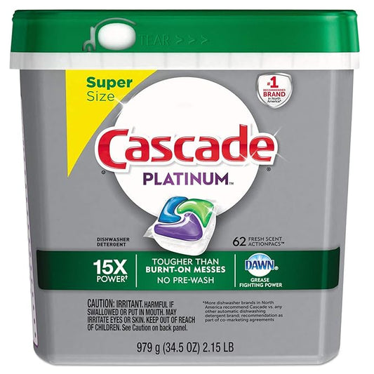 Cascade 97726PK ActionPacs, Fresh Scent, 34.5 oz Bag, 62/Bag