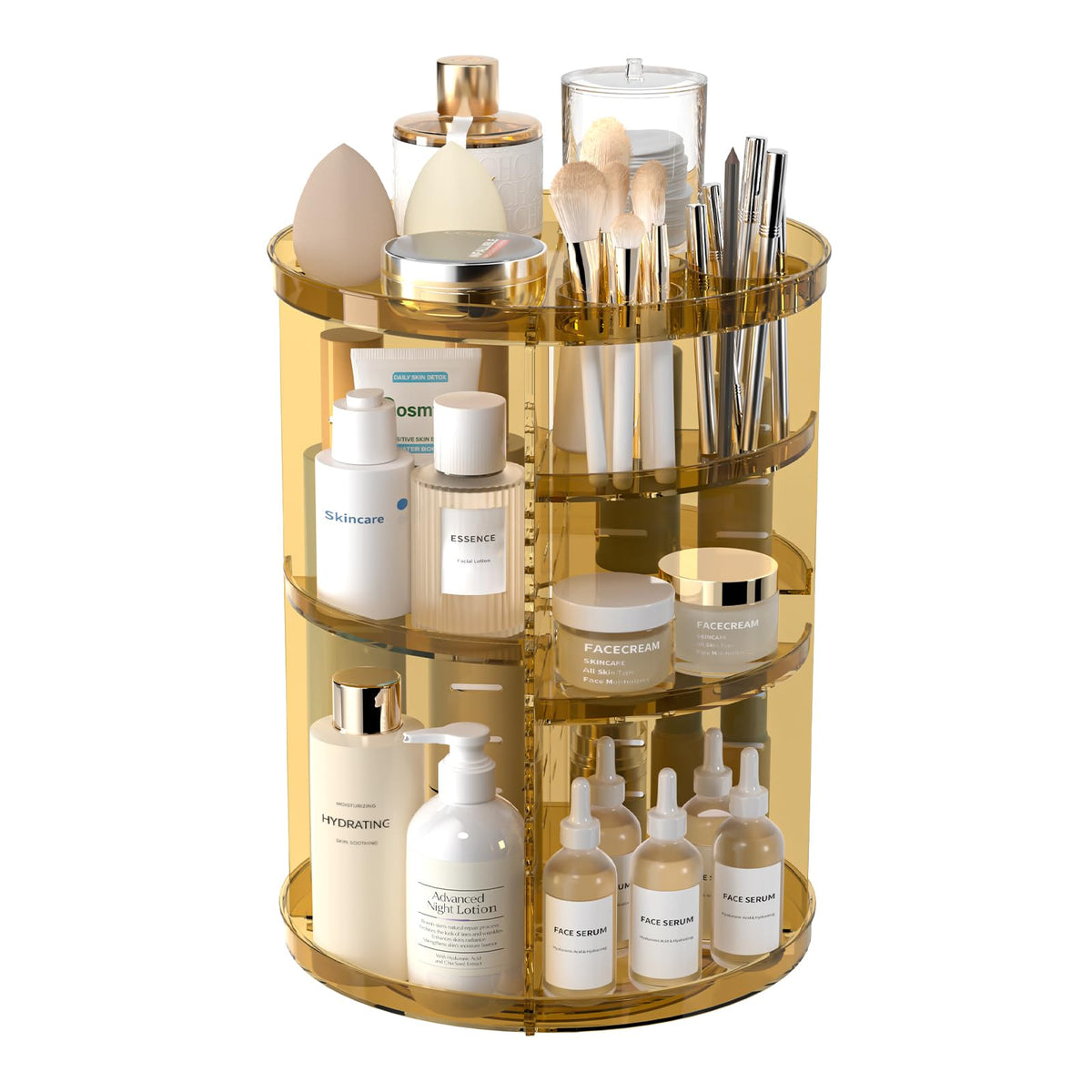 Jiavarry Rotating Makeup Organizer, Clear Gold, 8 Ad | All Products - Image 2